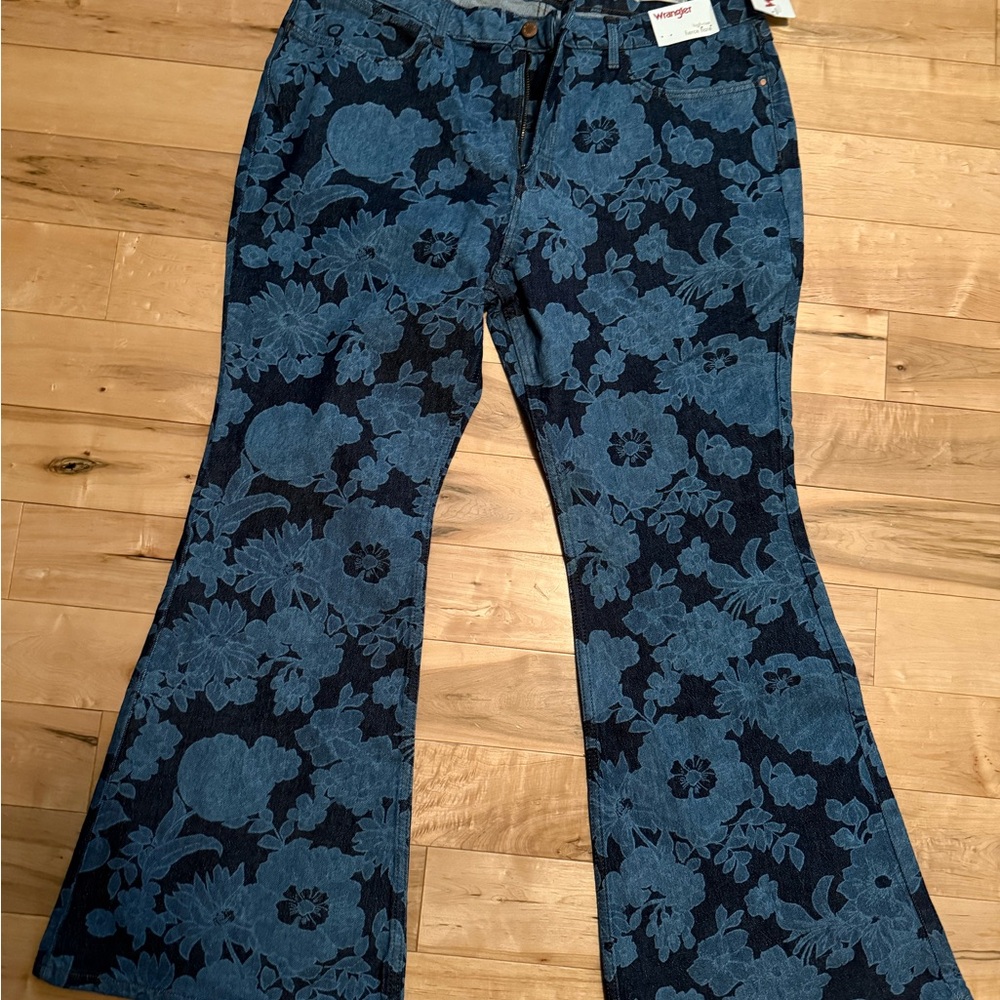 Wrangler Dark Blue Floral Women's Flare Jeans